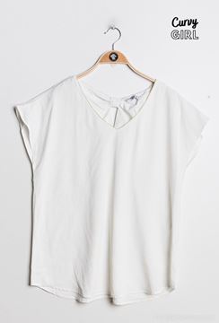Picture of PLUS SIZE WHITE TOP GOLD TRIM WITH BOW